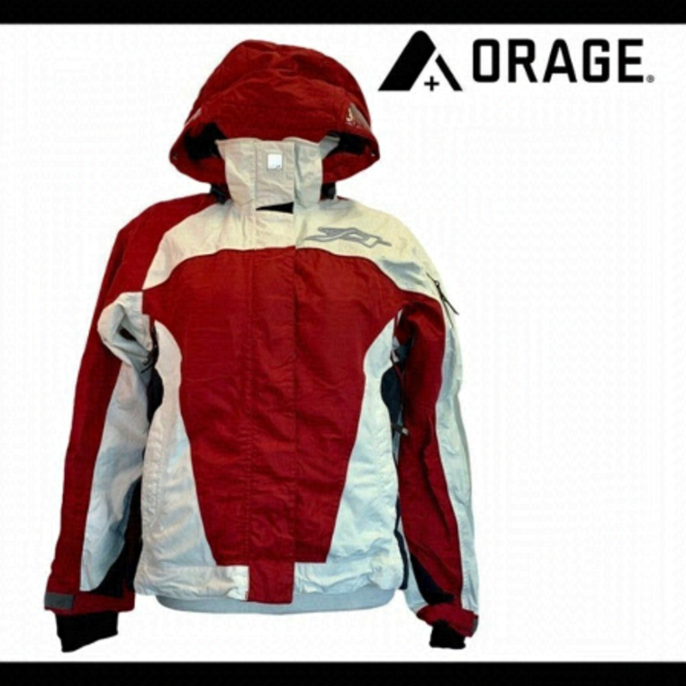 Orage red white winter ski jacket coat size 8
